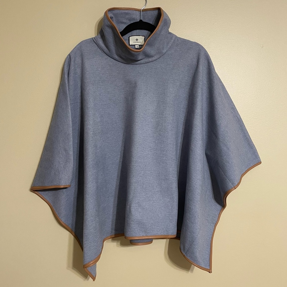 Tuckernuck Slate Blue Leather Trim Funnel‎ Piper Poncho
